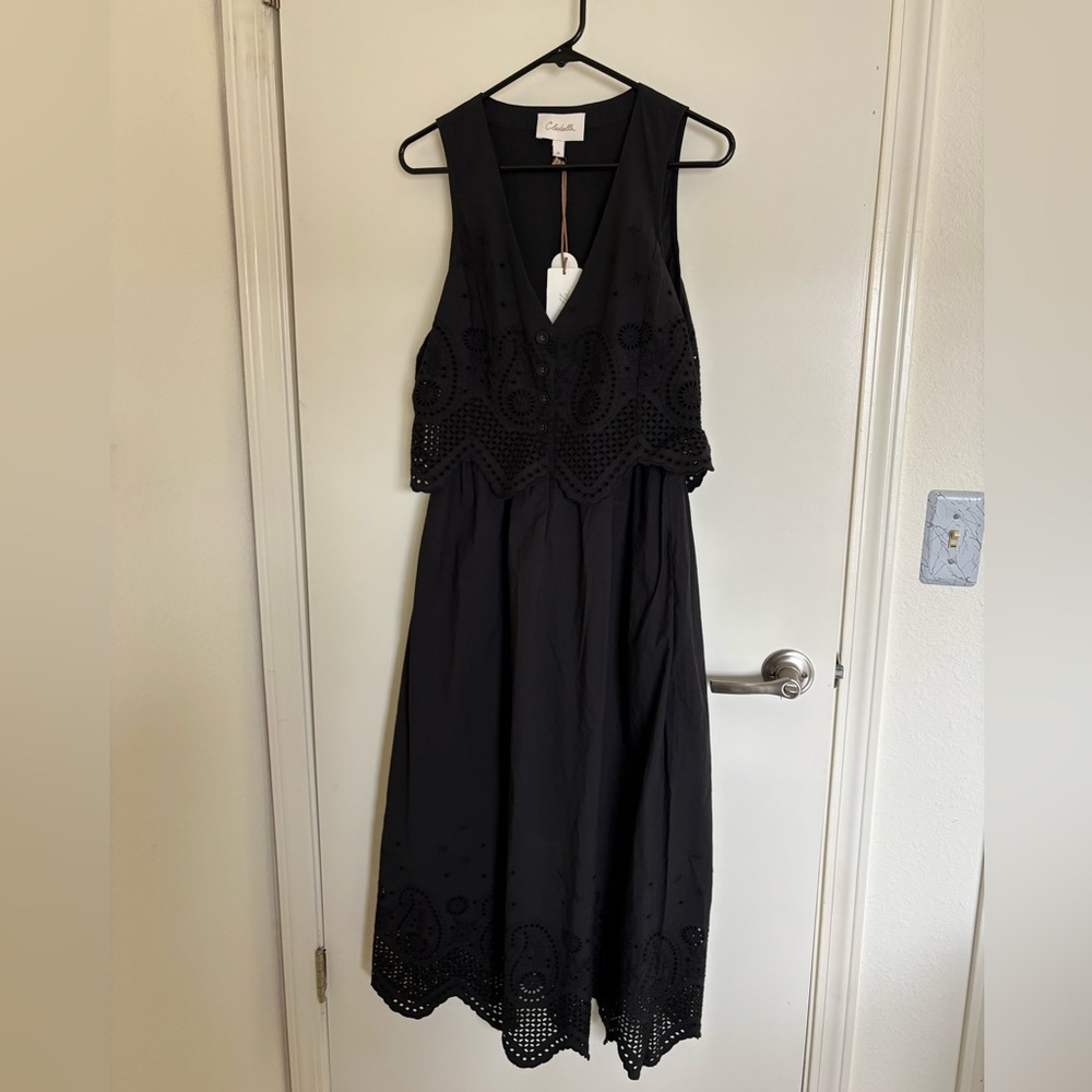 Cleobella Julie Black Eyelet Midi Dress - Size Medium